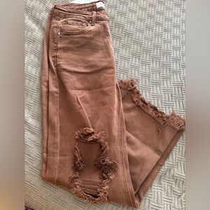 Risen espresso distressed denim